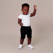 Bermuda de Bebê MiniMalista Malha | Liso Preto - MiniMalista Baby - 0.3, b2b, Baby, black-friday, Calor, com-desconto-mm10, Menino, Neutro, tab-tam-bermuda-bebe, Tirar Foto, Unissex, Verão -bebê-minimalista-estiloso