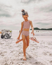 Biquini Dupla Face Infantil Estampado UV50+ | Racer Oak - MiniMalista Baby - 0, b2b, Calor, com-desconto-mm10, Menina, tab-tam-biquini, Verão -bebê-minimalista-estiloso