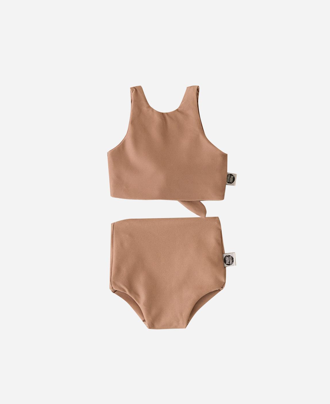 Biquini Dupla Face Infantil UV50+ MiniMalista | Liso Mocha - MiniMalista Baby - 0, b2b, Calor, com-desconto-mm10, Menina, SALE-FINAL, tab-tam-biquini, Verão -bebê-minimalista-estiloso