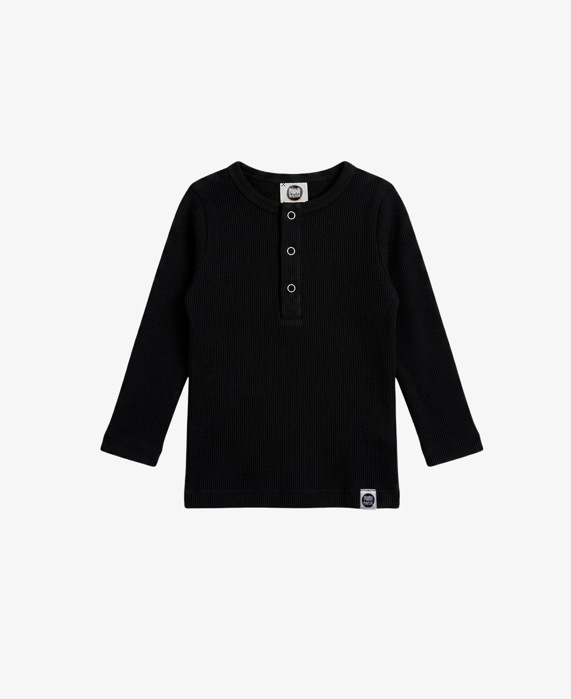 Camiseta Infantil Unissex Manga Longa Canelado Botões | Liso Preto