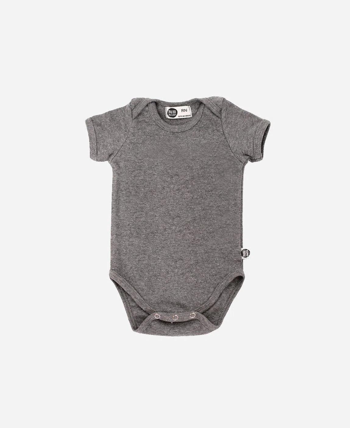 Body de Bebê Manga Curta Unissex MiniMalista Liso | Mescla Escuro - MiniMalista Baby - 0.3, b2b, Baby, black-friday, com-desconto-mm10, Meia Estação, Menino, tab-tam-body-curto -bebê-minimalista-estiloso