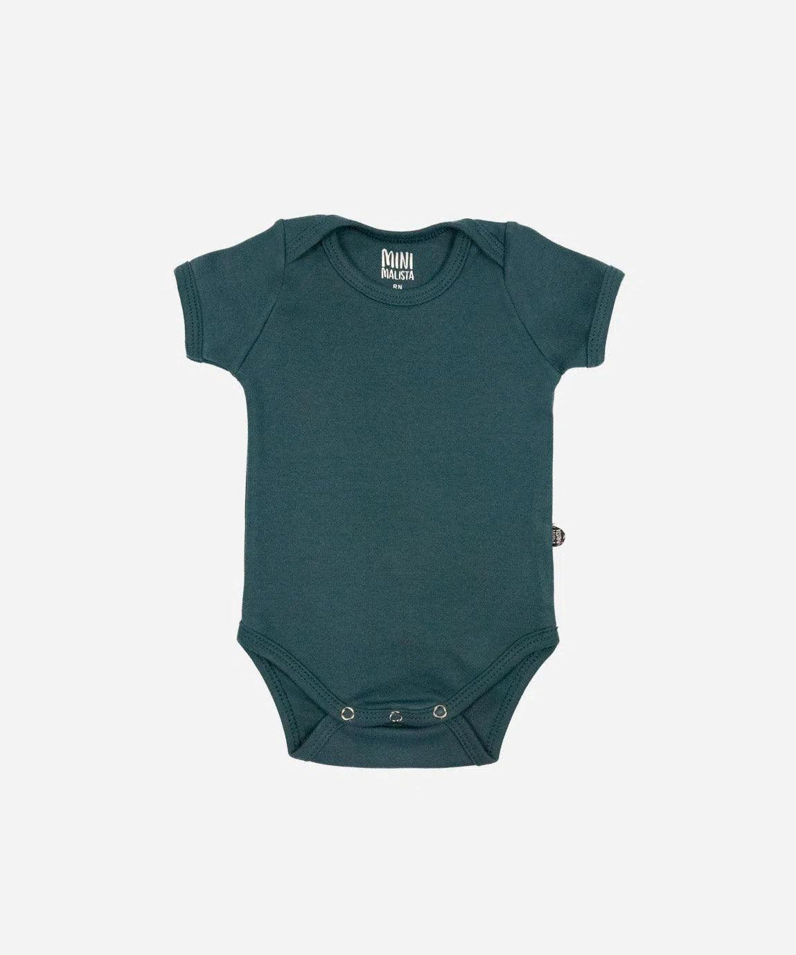 Body de Bebê Manga Curta Unissex MiniMalista | Liso Deep Green - MiniMalista Baby - 0.35, b2b, Baby, black-friday, Christmas, com-desconto-mm10, Meia Estação, Menino, natal, tab-tam-body-curto, Xmas -bebê-minimalista-estiloso