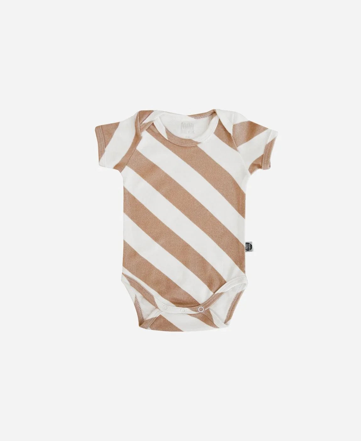 Body de Bebê Manga Curta Unissex | Listras Diagonais Bege - MiniMalista Baby - 0.2, b2b, Baby, black-friday, com-desconto-mm10, Meia Estação, Menino, Neutro, new, tab-tam-body-curto, Unissex -bebê-minimalista-estiloso