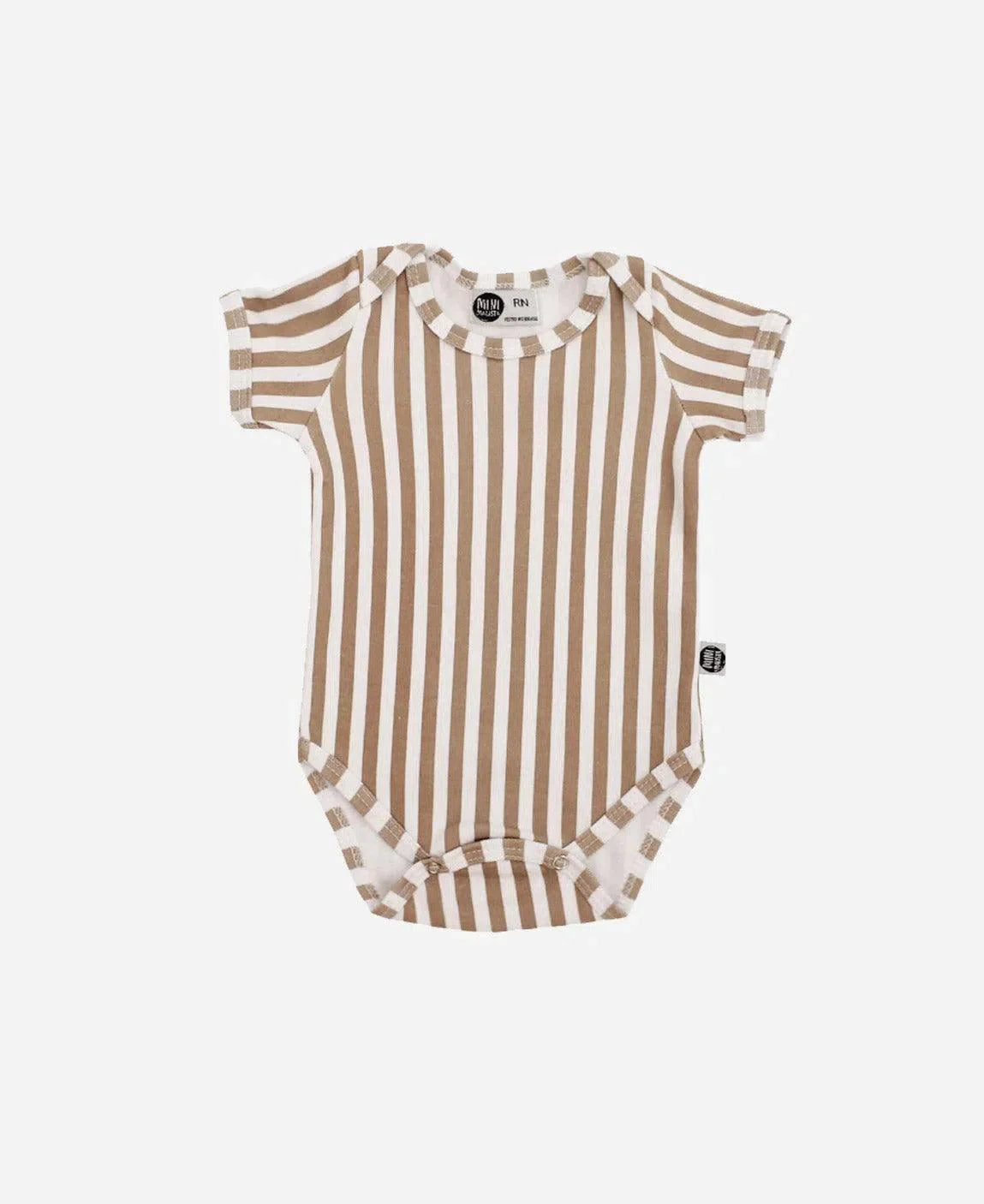 Body de Bebê Manga Curta Unissex | Listras Retrô Avelã - MiniMalista Baby - 0.45, b2b, Baby, black-friday, Meia Estação, Menino, minime, Neutro, outlet, SALE-FINAL, tab-tam-body-curto, Unissex -bebê-minimalista-estiloso