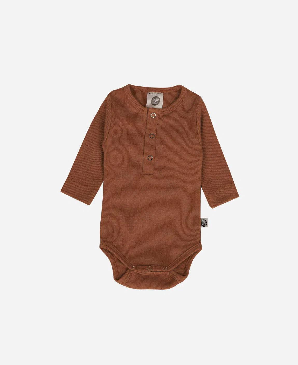 Body de Bebê Manga Longa Unissex Canelado Botões | Liso Ginger - MiniMalista Baby - 0.3, 0.35, b2b, Baby, black-friday, com-desconto-mm10, Frio, Menina, Menino, Neutro, tab-tam-body-botão-frontal, tab-tam-body-canelado, Unissex, Winter Sale 30% -bebê-minimalista-estiloso