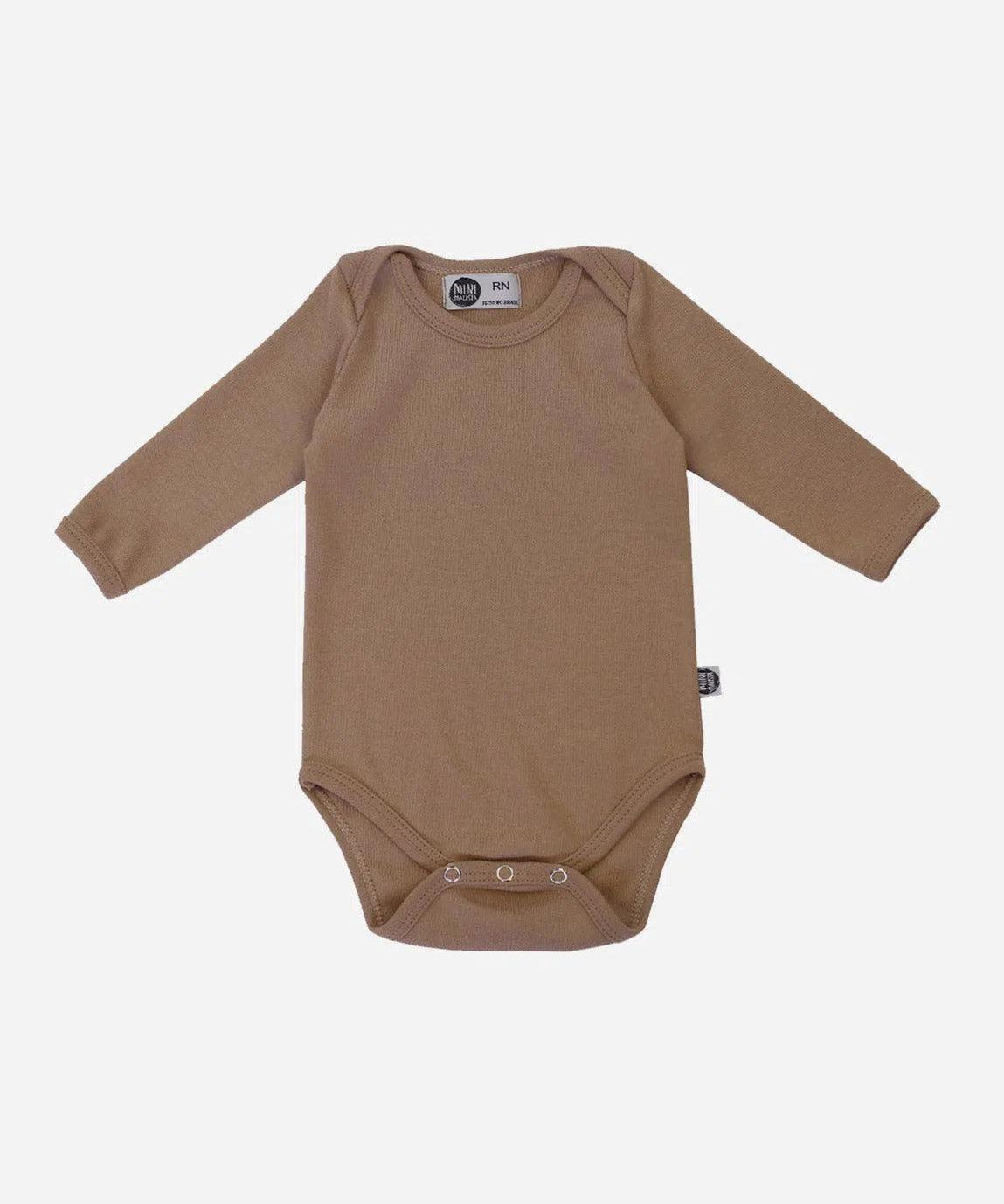 Body de Bebê Manga Longa Unissex MiniMalista | Liso Mocha - MiniMalista Baby - 0.3, b2b, Baby, black-friday, com-desconto-mm10, Frio, Menina, Menino, Neutro, SALE-FINAL, tab-tam-body-manga-longa, Unissex, Winter Sale 40% -bebê-minimalista-estiloso