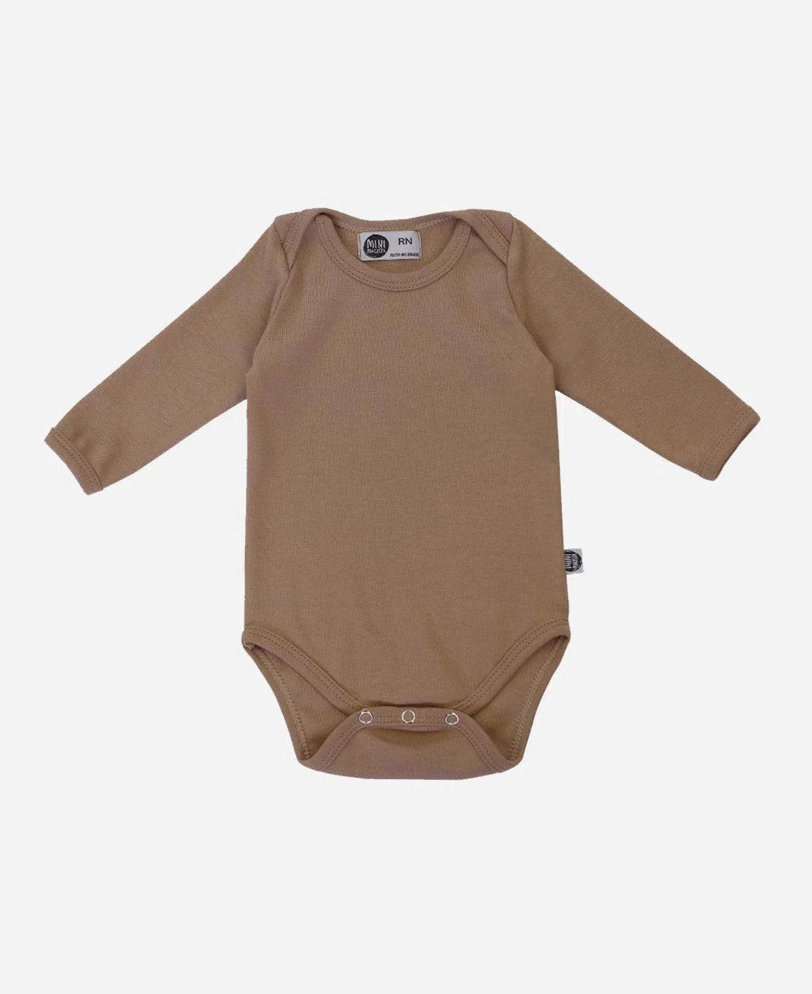 Body de Bebê Manga Longa Unissex MiniMalista | Liso Mocha - MiniMalista Baby - 0.3, b2b, Baby, black-friday, com-desconto-mm10, Frio, Menina, Menino, Neutro, SALE-FINAL, tab-tam-body-manga-longa, Unissex, Winter Sale 40% -bebê-minimalista-estiloso