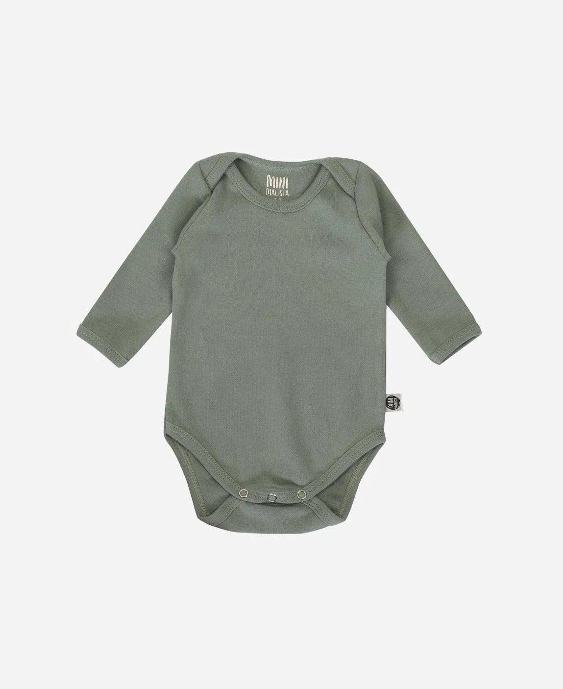 Body de Bebê Manga Longa Unissex MiniMalista | Liso Sage - MiniMalista Baby - 0.3, b2b, Baby, black-friday, com-desconto-mm10, Frio, Menino, tab-tam-body-manga-longa -bebê-minimalista-estiloso
