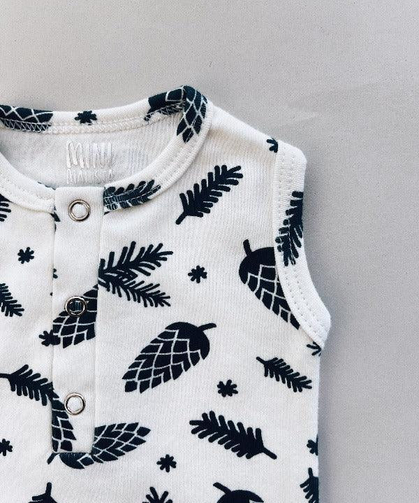 Body de Bebê Regata Unissex Botões | Pine Cones - MiniMalista Baby - 0, b2b, Baby, Calor, Christmas, com-desconto-mm10, Menino, natal, SALE-FINAL, tab-tam-body-regata, Verão, Xmas -bebê-minimalista-estiloso