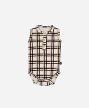 Body de Bebê Regata Unissex Botões | Xadrez Plaid - MiniMalista Baby - 0.25, 0.3, b2b, Baby, black-friday, Calor, com-desconto-mm10, Menino, Neutro, tab-tam-body-regata, Unissex, Verão -bebê-minimalista-estiloso
