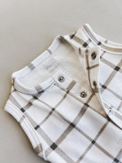 Body de Bebê Regata Unissex Botões | Xadrez Verão - MiniMalista Baby - 0.2, b2b, Baby, black-friday, Calor, com-desconto-mm10, Menino, Neutro, tab-tam-body-regata, Unissex, Verão -bebê-minimalista-estiloso