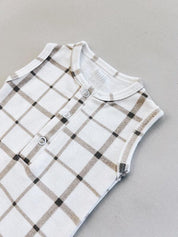 Body de Bebê Regata Unissex Botões | Xadrez Verão - MiniMalista Baby - 0.2, b2b, Baby, black-friday, Calor, com-desconto-mm10, Menino, Neutro, tab-tam-body-regata, Unissex, Verão -bebê-minimalista-estiloso