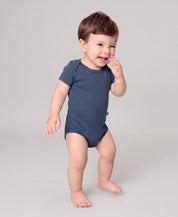 Body de Bebê Manga Curta Unissex | Liso Azul Oxford