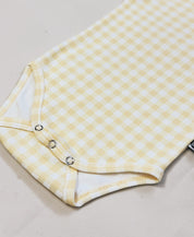 Body de Bebê Manga Curta Unissex | Vichy Amarelo
