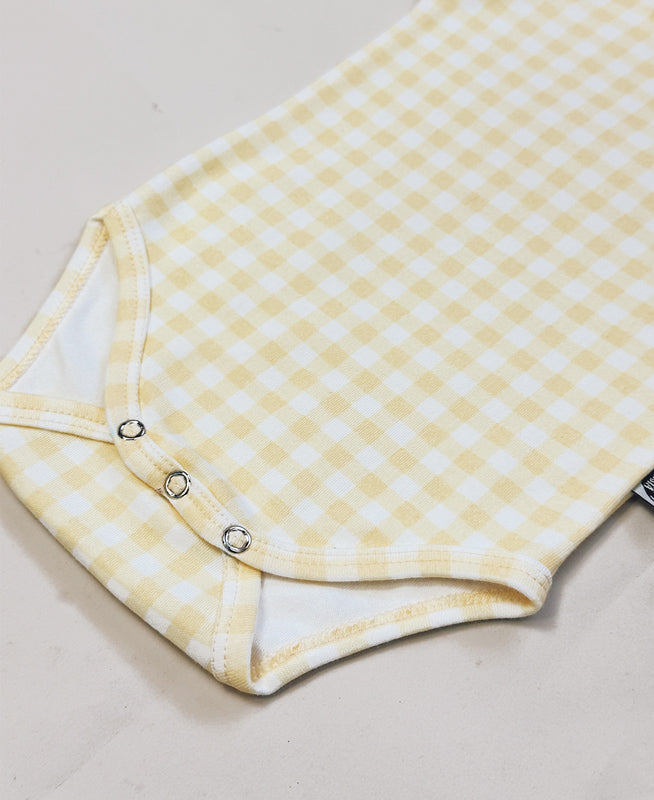 Body de Bebê Manga Curta Unissex | Vichy Amarelo