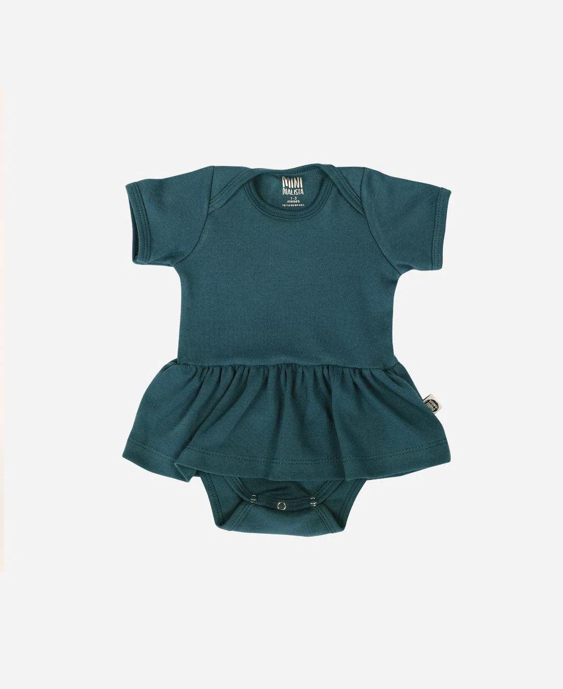 Body-Vestido de Bebê Manga Curta MiniMalista | Liso Deep Green - MiniMalista Baby - 0.3, 0.35, b2b, Baby, black-friday, Christmas, com-desconto-mm10, Meia Estação, Menina, natal, tab-tam-body-vestido, Xmas -bebê-minimalista-estiloso