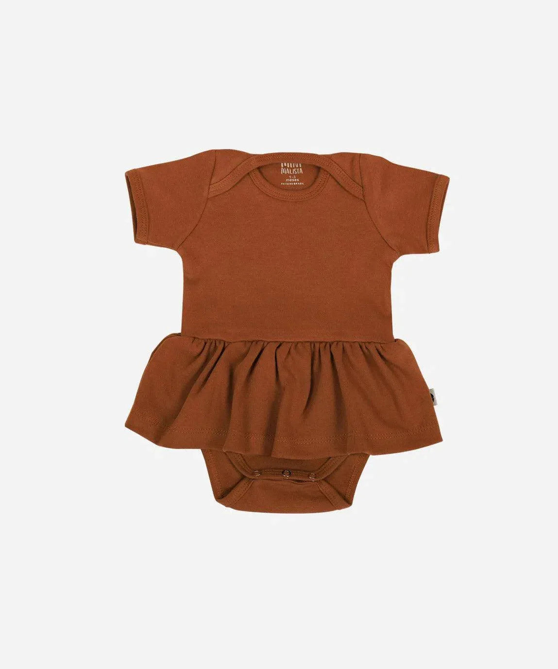 Body-Vestido de Bebê Manga Curta MiniMalista | Liso Ginger - MiniMalista Baby - 0.3, 0.35, b2b, Baby, black-friday, com-desconto-mm10, Meia Estação, Menina, tab-tam-body-vestido -bebê-minimalista-estiloso