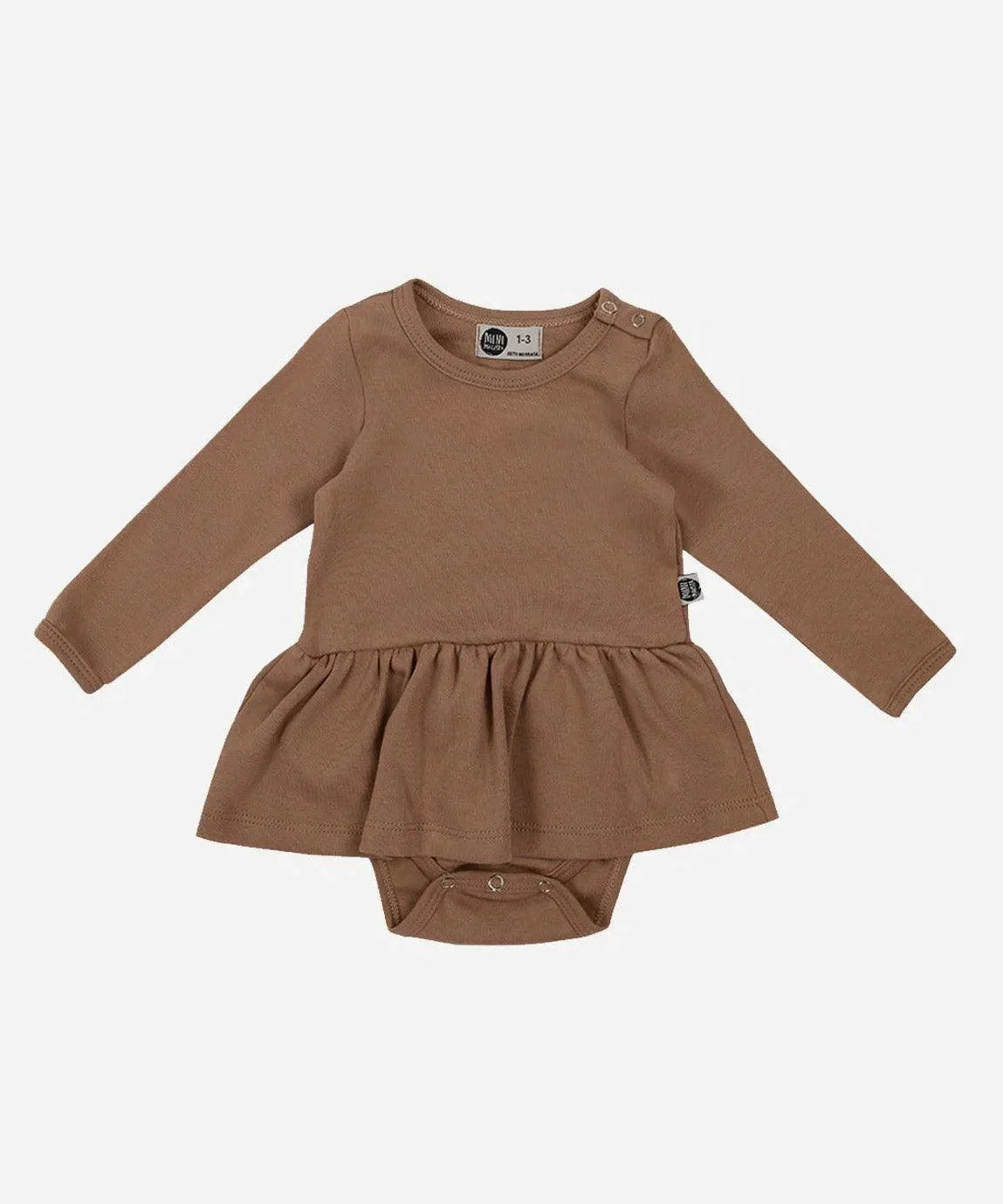 Body-Vestido de Bebê Manga Longa MiniMalista Liso Mocha - MiniMalista Baby - b2b, Baby, com-desconto-mm10, Frio, Menina, Neutro, tab-tam-body-vestido, Unissex, Winter Sale 40% -bebê-minimalista-estiloso