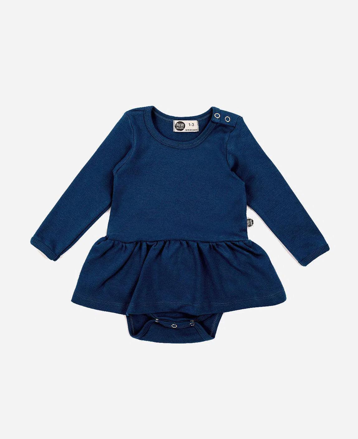 Body-Vestido de Bebê Manga Longa MiniMalista | Liso Azul Sky - MiniMalista Baby - 0.3, 0.45, b2b, Baby, black-friday, com-desconto-mm10, Frio, Menina, SALE-FINAL, tab-tam-body-vestido -bebê-minimalista-estiloso