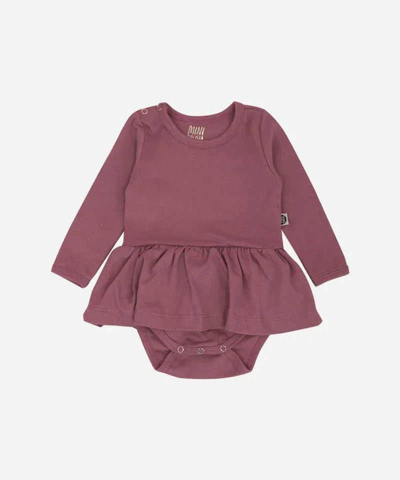 Body-Vestido de Bebê Manga Longa MiniMalista | Liso Dark Rose - MiniMalista Baby - 0.2, 0.3, b2b, Baby, black-friday, com-desconto-mm10, Frio, Menina, tab-tam-body-vestido -bebê-minimalista-estiloso