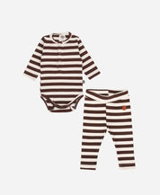 Calça Unissex Slim Canelado Listras Marrom e Branco Off - MiniMalista Baby - 0.3, 0.35, b2b, Baby, black-friday, com-desconto-mm10, Frio, Kids, Menino, Neutro, tab-tam-calça-slim, Unissex, Winter Sale 30% -bebê-minimalista-estiloso