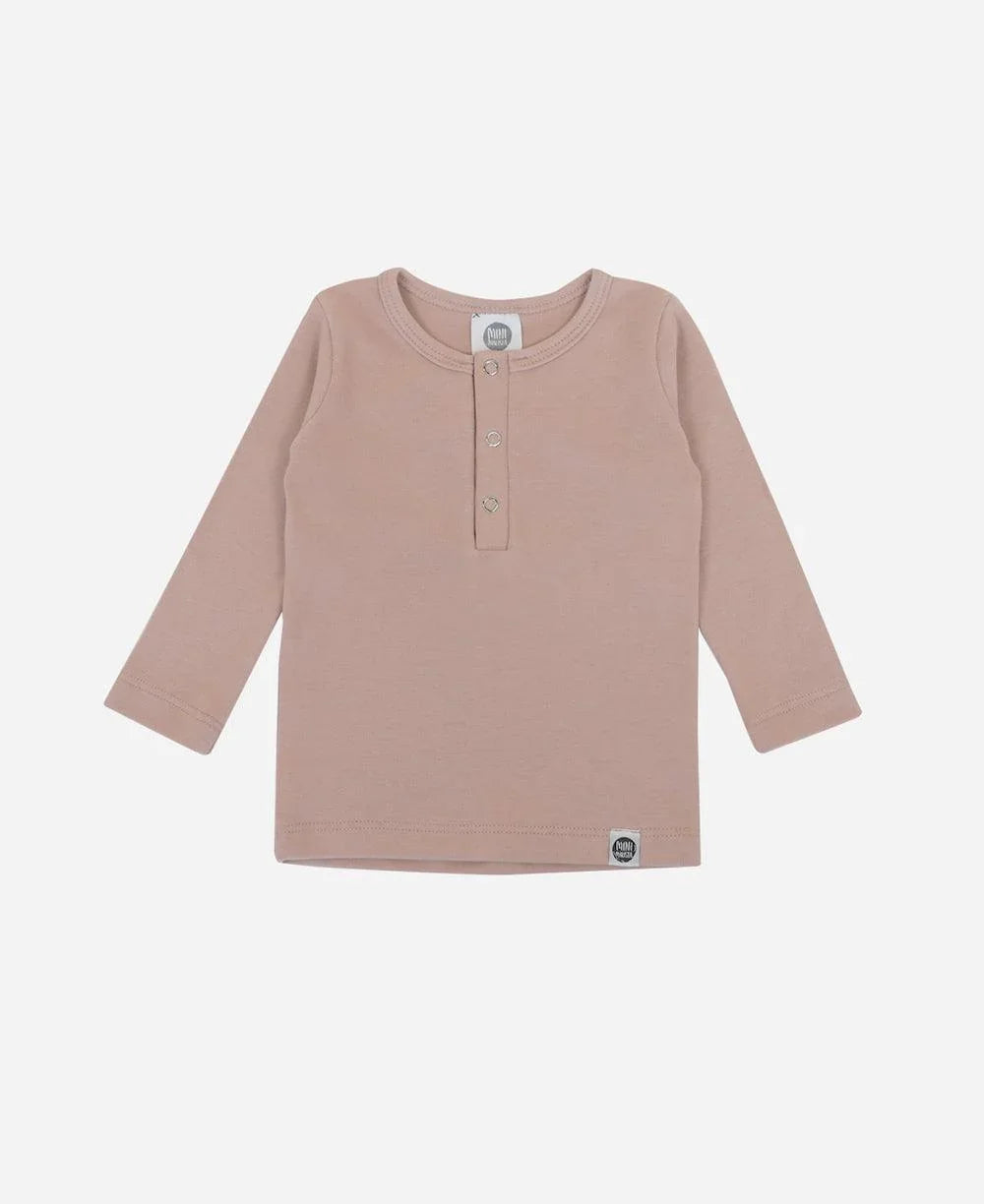 Camiseta Infantil de Inverno Manga Longa Unissex Botões MiniMalista | Liso Cinnamon - MiniMalista Baby - 0.3, b2b, black-friday, com-desconto-mm10, Frio, Kids, Menina, Menino, Neutro, tab-tam-camiseta-botao-frontal, Unissex -bebê-minimalista-estiloso