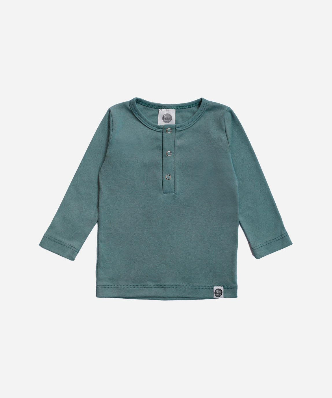 Camiseta Infantil de Inverno Manga Longa Unissex Botões MiniMalista | Liso Goblin Blue - MiniMalista Baby - 0.3, b2b, black-friday, com-desconto-mm10, Frio, Kids, Menino, new, tab-tam-camiseta-botao-frontal, Winter Sale 30% -bebê-minimalista-estiloso