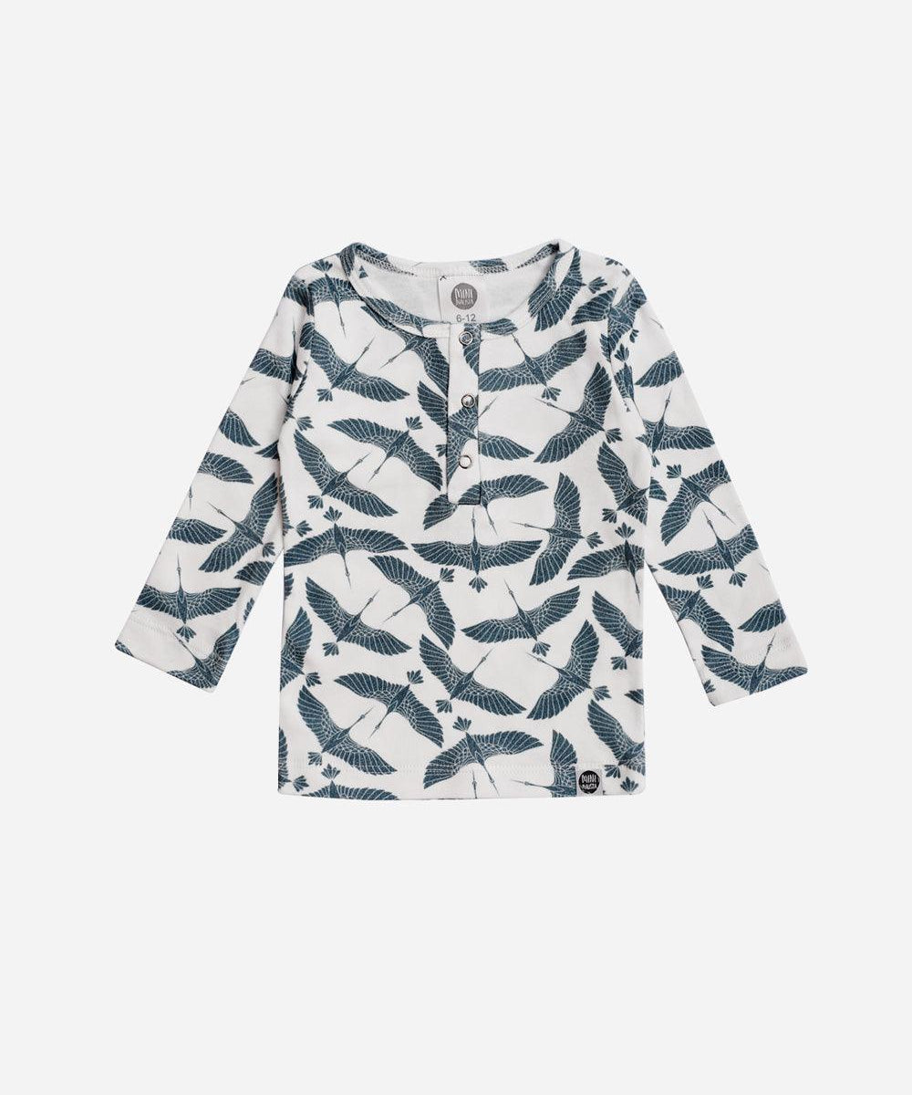 Camiseta Infantil de Inverno Manga Longa Unissex Botões | Blue Flock - MiniMalista Baby - 0.3, b2b, black-friday, com-desconto-mm10, Frio, Kids, Menino, Neutro, tab-tam-camiseta-botao-frontal, Unissex -bebê-minimalista-estiloso