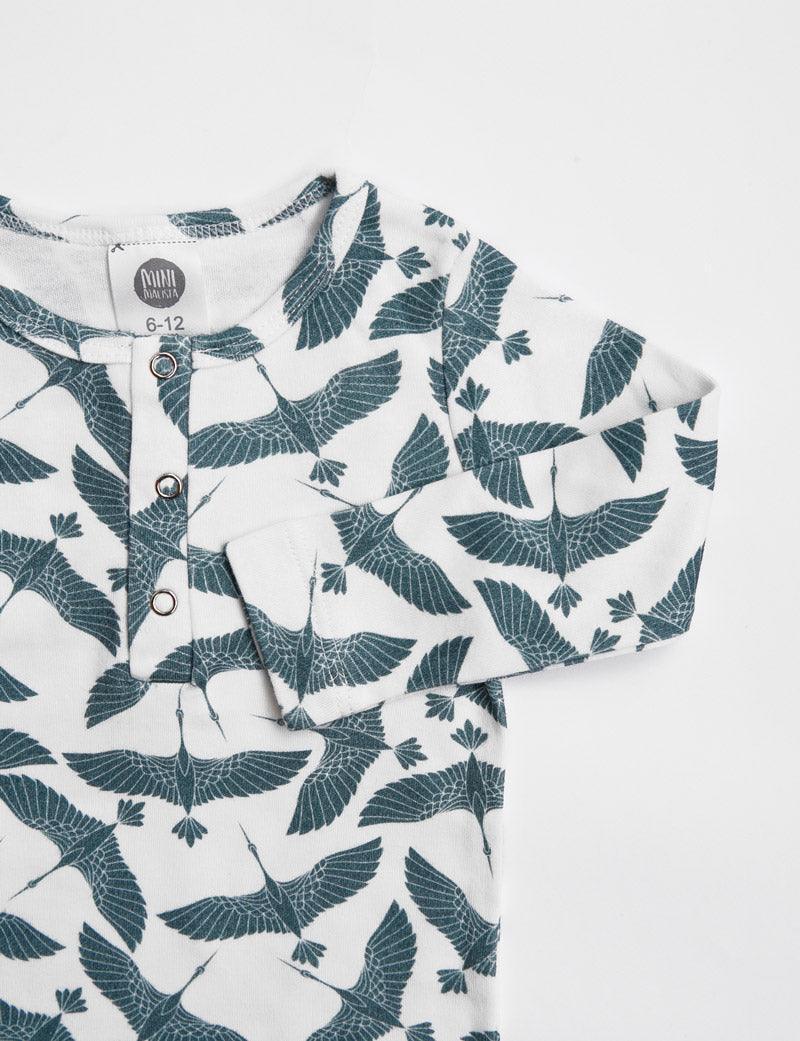 Camiseta Infantil de Inverno Manga Longa Unissex Botões | Blue Flock - MiniMalista Baby - 0.3, b2b, black-friday, com-desconto-mm10, Frio, Kids, Menino, Neutro, tab-tam-camiseta-botao-frontal, Unissex -bebê-minimalista-estiloso