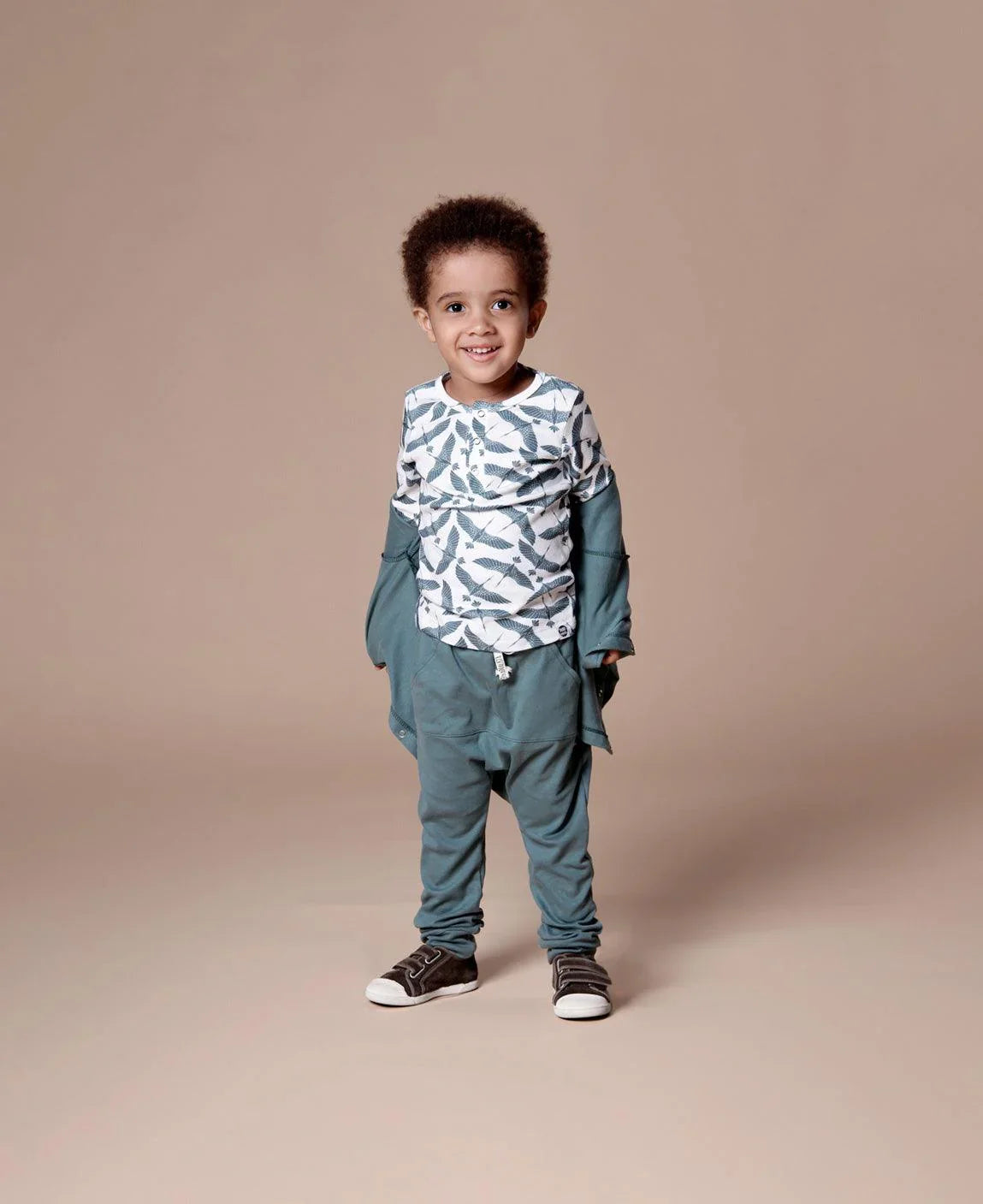 Camiseta Infantil de Inverno Manga Longa Unissex Botões | Blue Flock - MiniMalista Baby - 0.3, b2b, black-friday, com-desconto-mm10, Frio, Kids, Menino, Neutro, tab-tam-camiseta-botao-frontal, Unissex -bebê-minimalista-estiloso