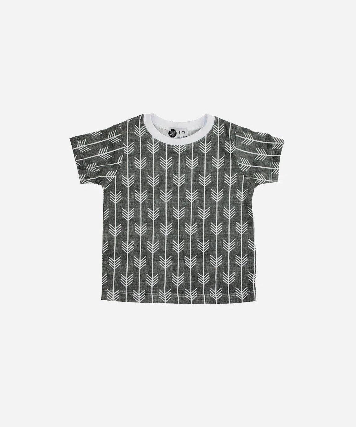 Camiseta Infantil Manga Curta Unissex Flechas Cinza - MiniMalista Baby - 0.3, b2b, black-friday, Kids, Meia Estação, Menino, outlet, tab-tam-camiseta-manga-curta -bebê-minimalista-estiloso