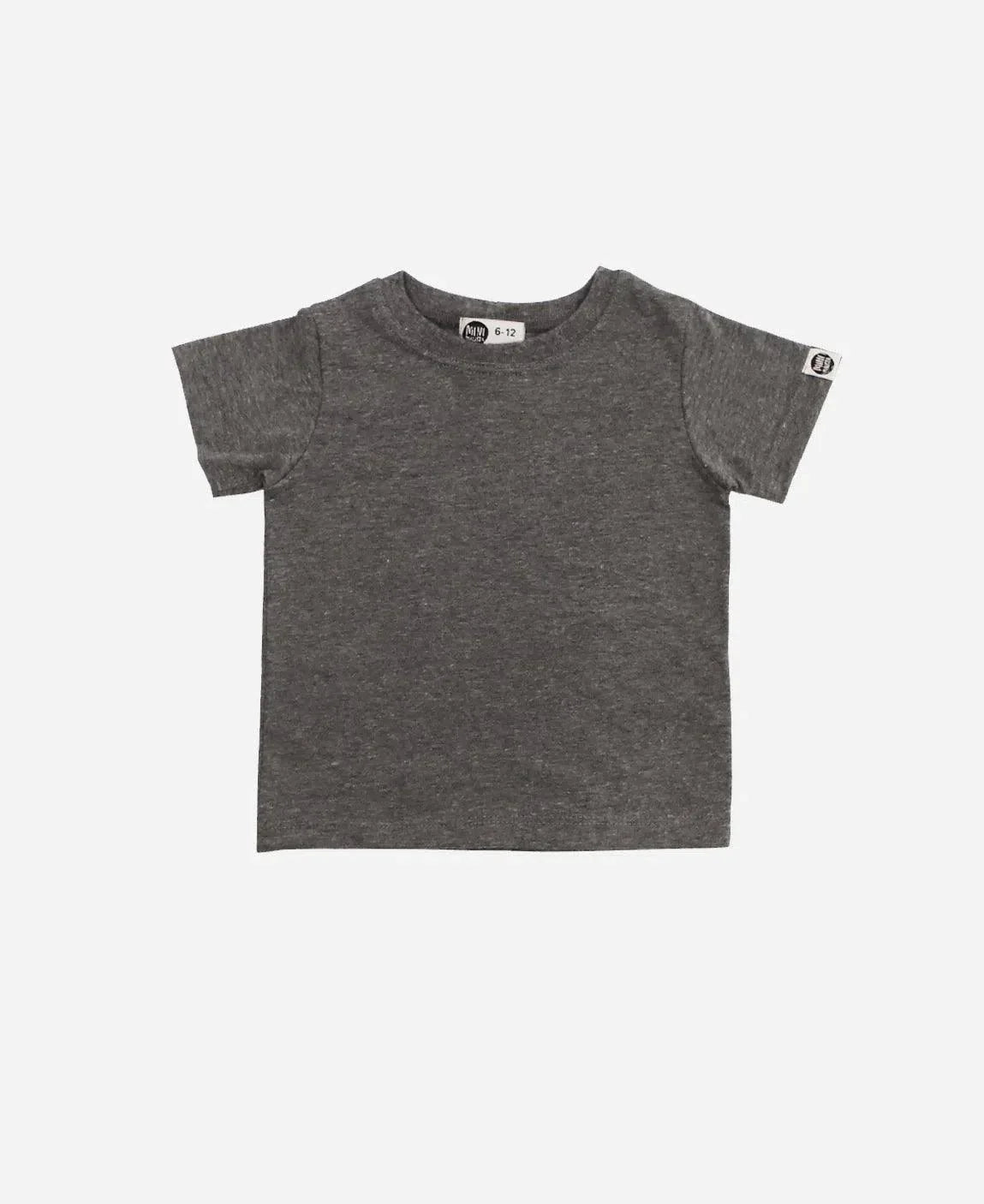 Camiseta Infantil Manga Curta Unissex MiniMalista Liso | Mescla Escuro - MiniMalista Baby - 0.3, b2b, black-friday, com-desconto-mm10, contagem de estoque, Kids, Meia Estação, Menino, tab-tam-camiseta-manga-curta -bebê-minimalista-estiloso