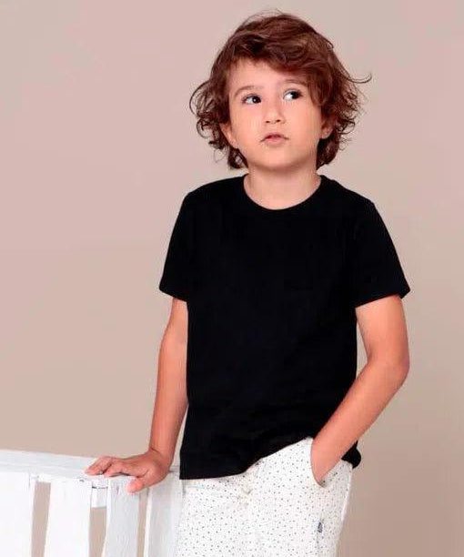 Camiseta Infantil Manga Curta Unissex MiniMalista | Liso Preto - MiniMalista Baby - 0.2, 0.3, b2b, black-friday, com-desconto-mm10, Kids, Meia Estação, Menino, Neutro, tab-tam-camiseta-manga-curta, Unissex -bebê-minimalista-estiloso