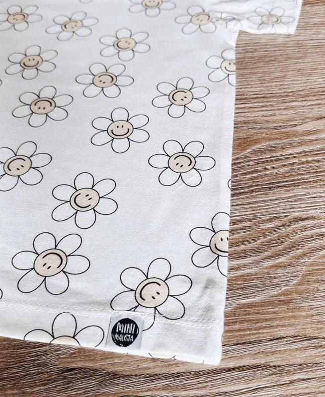 Camiseta Infantil Manga Curta Unissex | Flower Power - MiniMalista Baby - 0.3, Ano Novo, b2b, black-friday, com-desconto-mm10, Kids, Meia Estação, Menina, Reveillon, tab-tam-camiseta-manga-curta -bebê-minimalista-estiloso