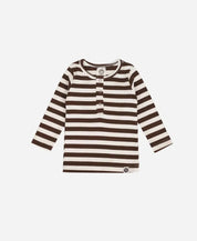 Camiseta Infantil Unissex Manga Longa Canelado Botões Listras Marrom e Branco Off - MiniMalista Baby - b2b, com-desconto-mm10, Frio, Kids, Menino, Neutro, Unissex, Winter Sale 40% -bebê-minimalista-estiloso