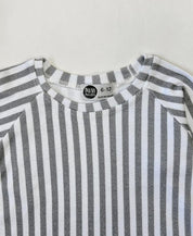 Camiseta Infantil de Inverno Manga Longa Unissex Raglan | Listras Retrô Cinza