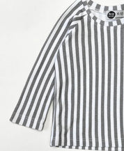 Camiseta Infantil de Inverno Manga Longa Unissex Raglan | Listras Retrô Cinza