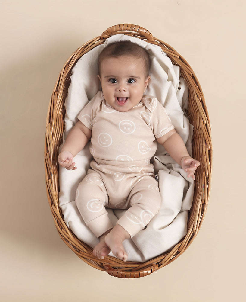Conjunto Body Manga Curta e Calça Bebê Unissex | Smiley