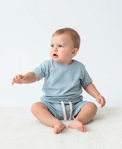 Conjunto Camiseta e Bermuda Infantil Menino | Liso Azul Coastal