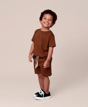 Conjunto Camiseta e Bermuda Infantil Menino | Liso Chocolate