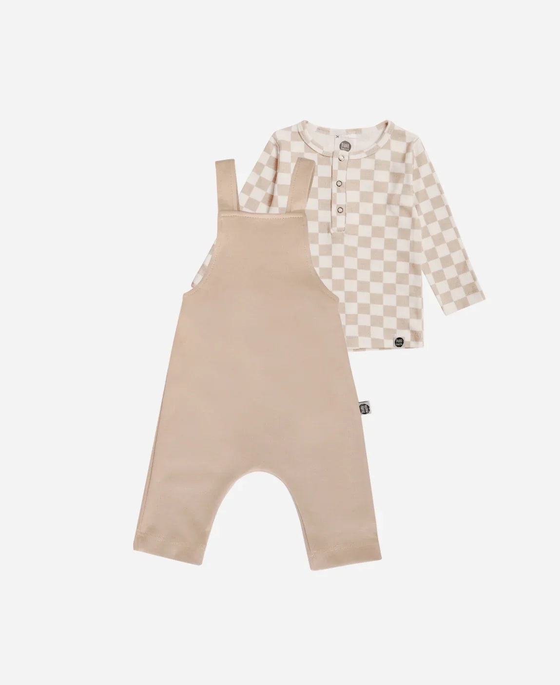 Conjunto Infantil Salopette e Camiseta Longa | Racer Beige