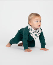 Conjunto Bebê Macacão + Babador | Pine Cones e Deep Green