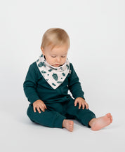 Conjunto Bebê Macacão + Babador | Pine Cones e Deep Green