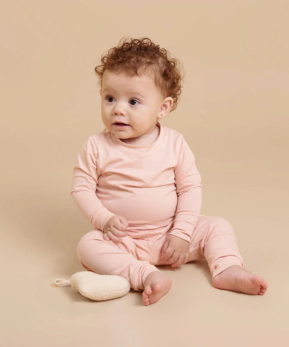 Conjunto Pijama Bebê Unissex Manga Longa MiniMalista Liso Rose - MiniMalista Baby - b2b, Baby, Frio, Menina -bebê-minimalista-estiloso