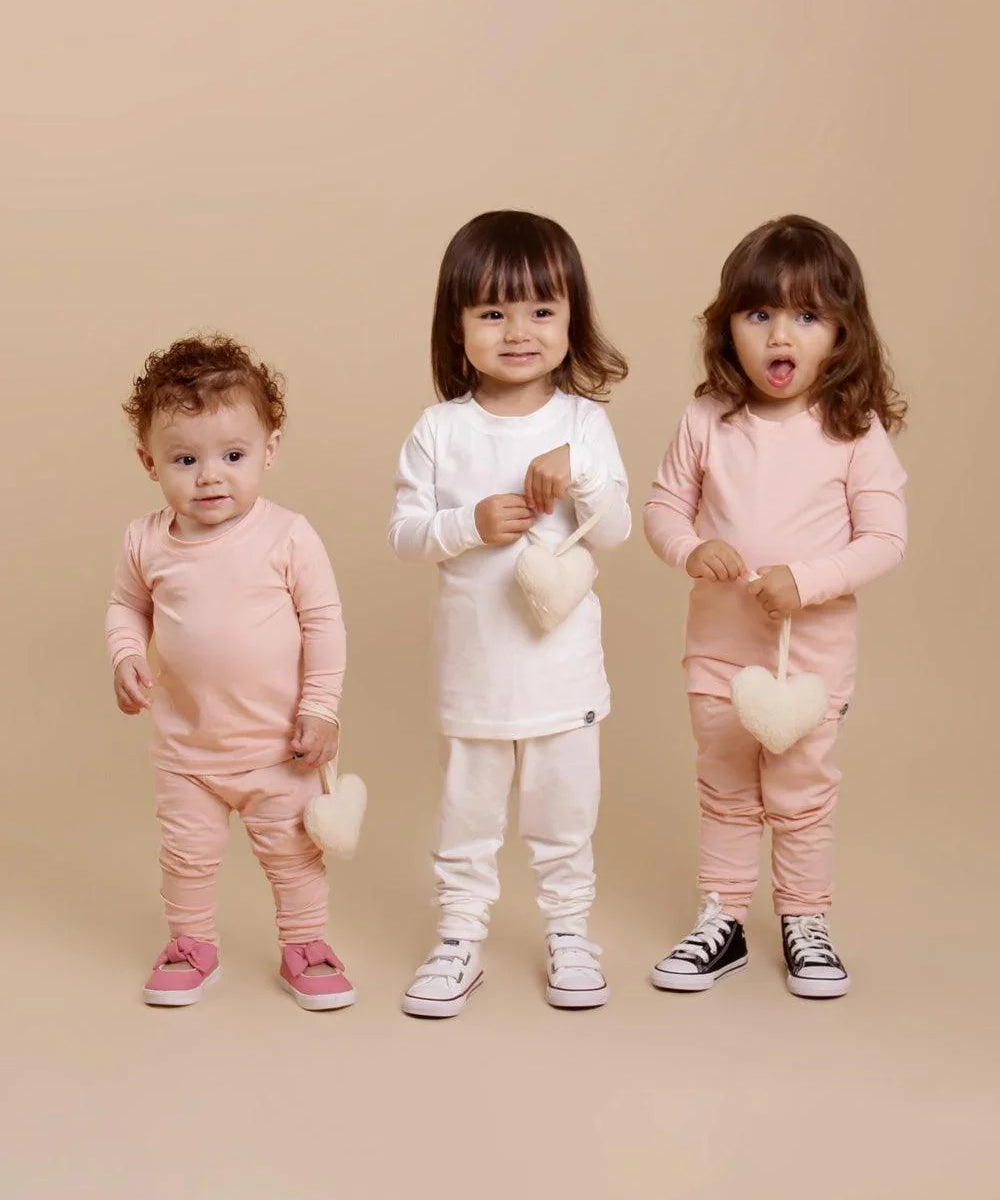 Conjunto Pijama Bebê Unissex Manga Longa MiniMalista Liso Rose - MiniMalista Baby - b2b, Baby, Frio, Menina -bebê-minimalista-estiloso