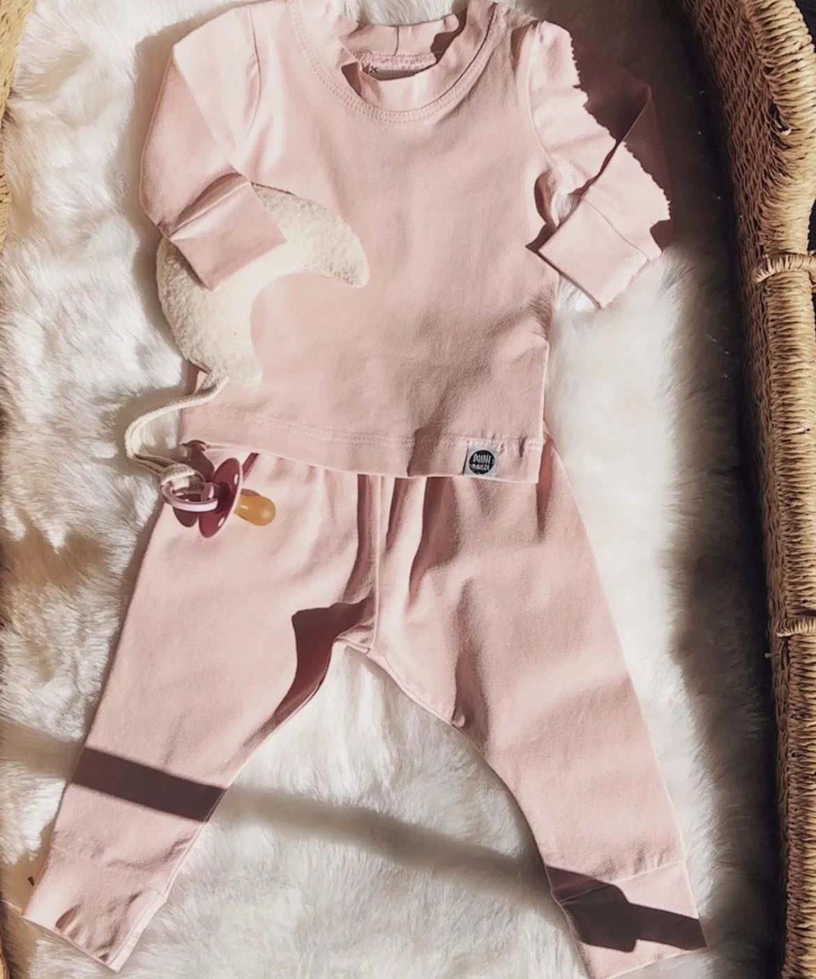 Conjunto Pijama Bebê Unissex Manga Longa MiniMalista Liso Rose - MiniMalista Baby - b2b, Baby, Frio, Menina -bebê-minimalista-estiloso