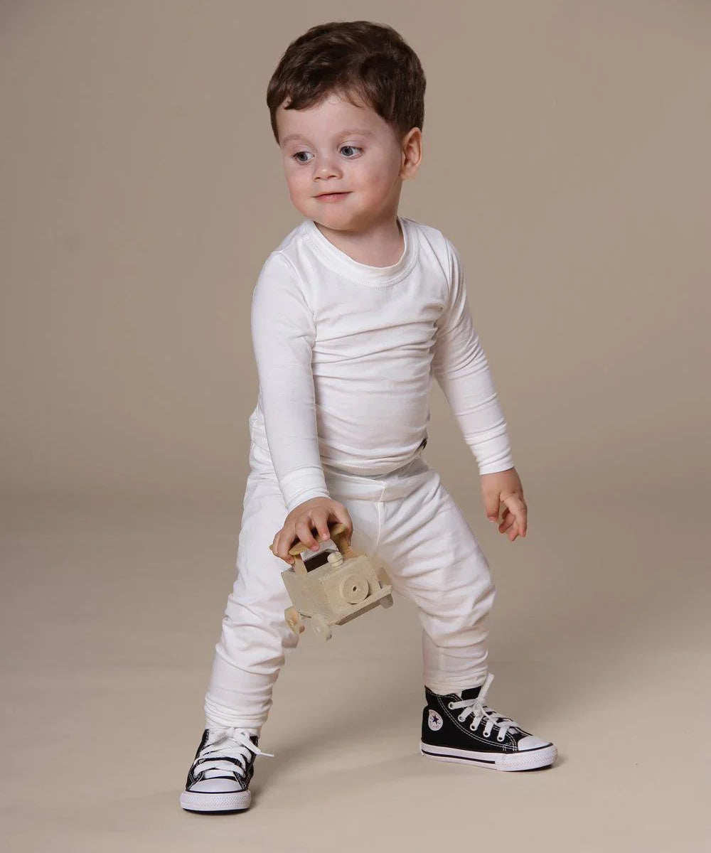 Conjunto Pijama Bebê Unissex Manga Longa MiniMalista | Liso Branco Off - MiniMalista Baby - Ano Novo, anonovo, b2b, Baby, Frio, Menina, Neutro, new, Reveillon, Unissex -bebê-minimalista-estiloso