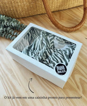 Kit Presente Saída de Maternidade Bebê 4 peças | Zebra - Com Caixa Presente
