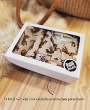 Kit Presente Saída de Maternidade Bebê 4 peças | Tiger - Com Caixa Presente