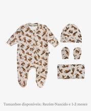 Kit Presente Saída de Maternidade Bebê 4 peças | Tiger - Com Caixa Presente